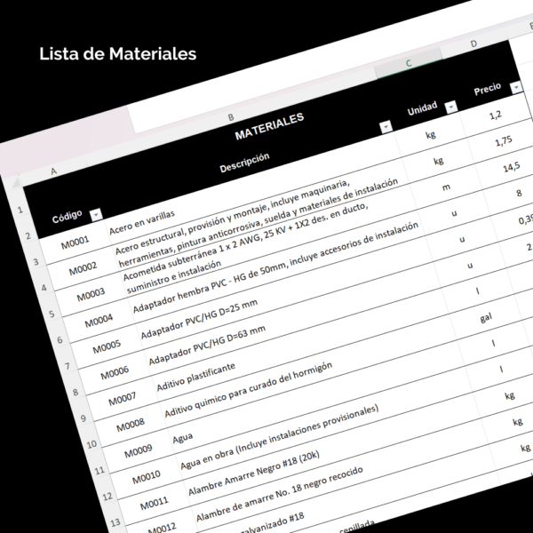 Plantilla en EXCEL para Presupuestos y APU's de Viviendas con Losa de Cimentación - Imagen 8